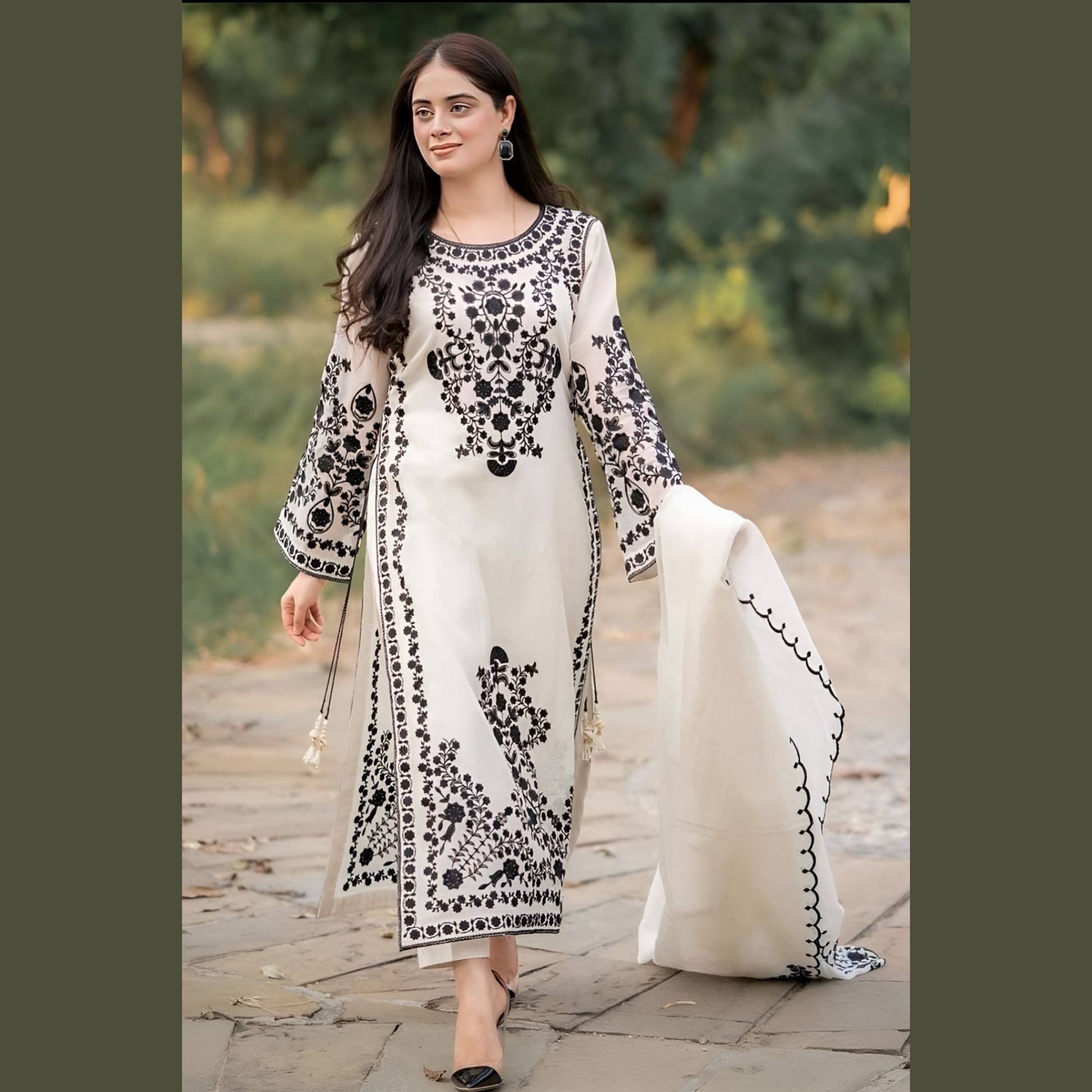 3 PCS JASMIN EMBROIDY STITCH SUIT
