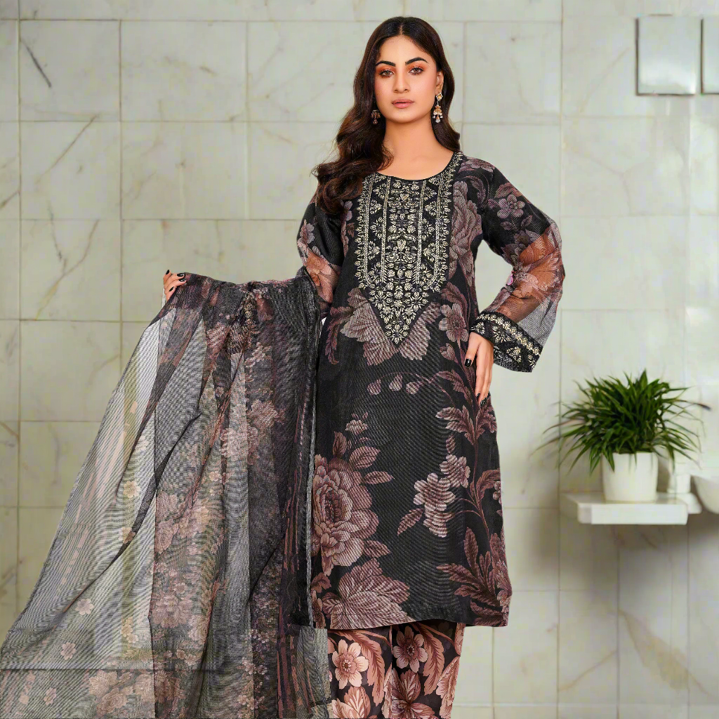 3 PCS EMBROIDY STITCH SUIT
