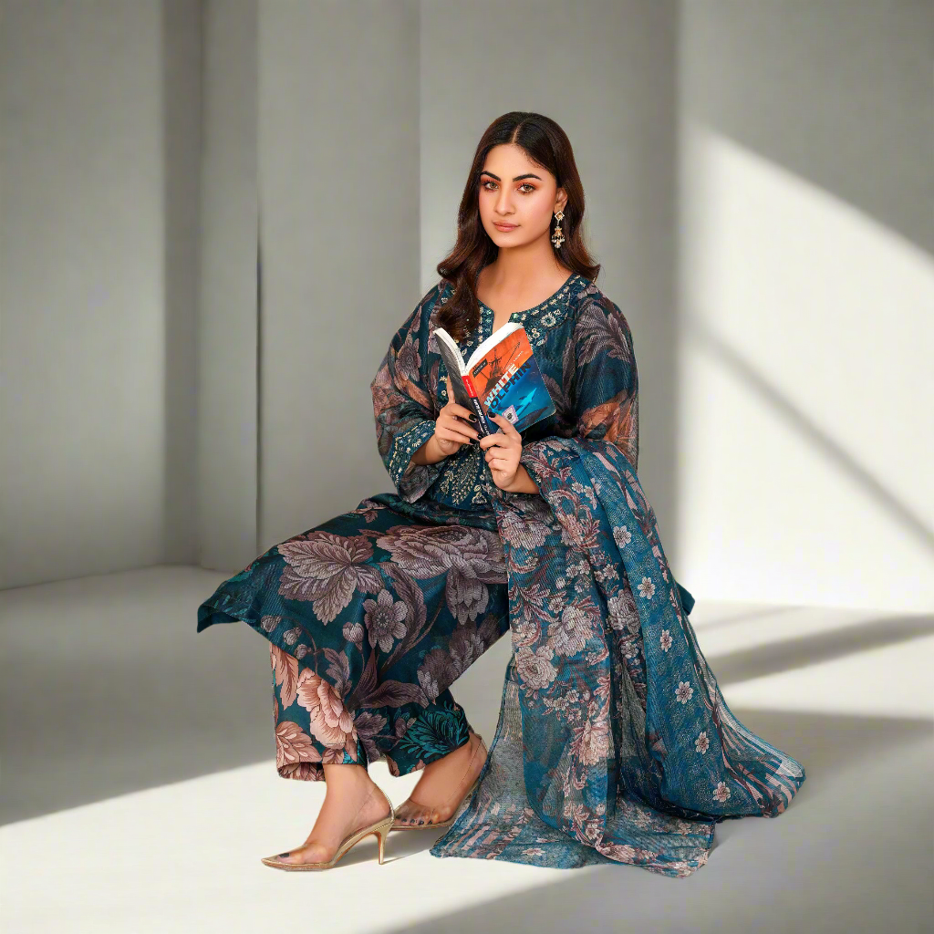 3 PCS EMBROIDY STITCH SUIT