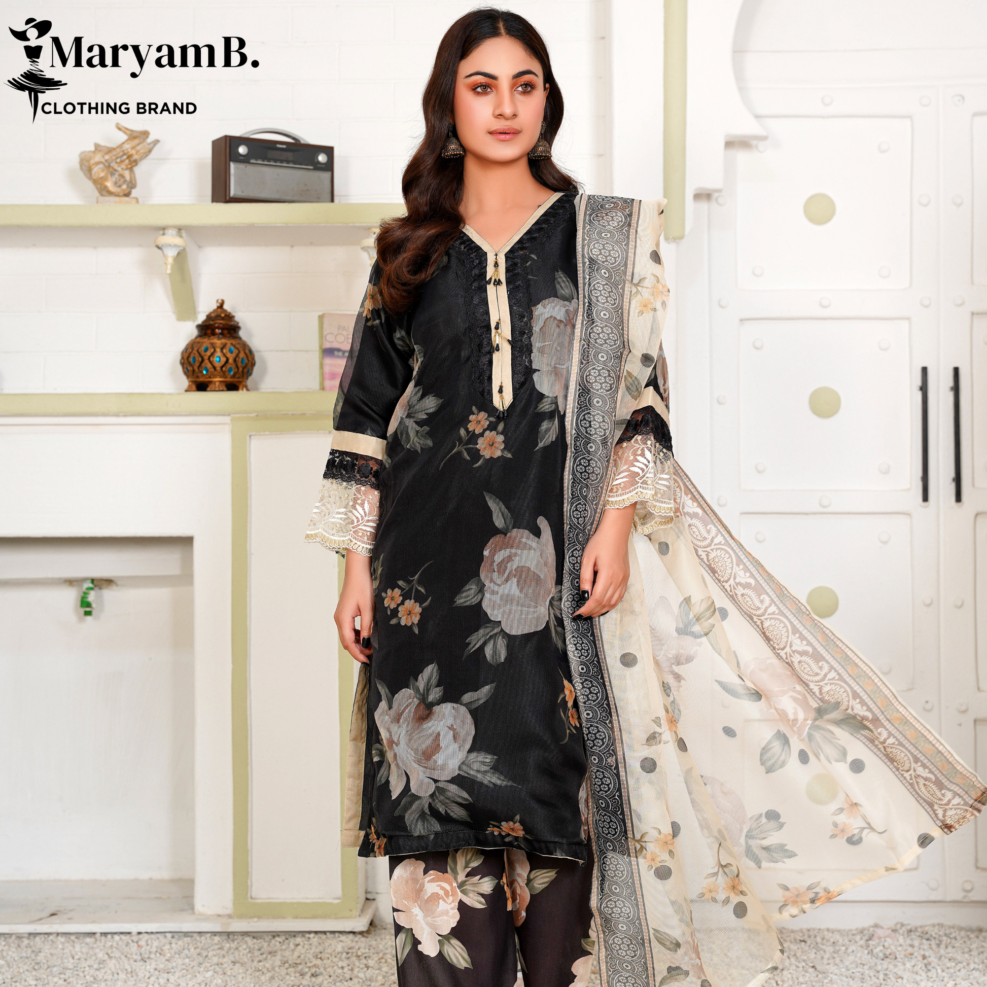 3 PCS EMBROIDY STITCH SUIT