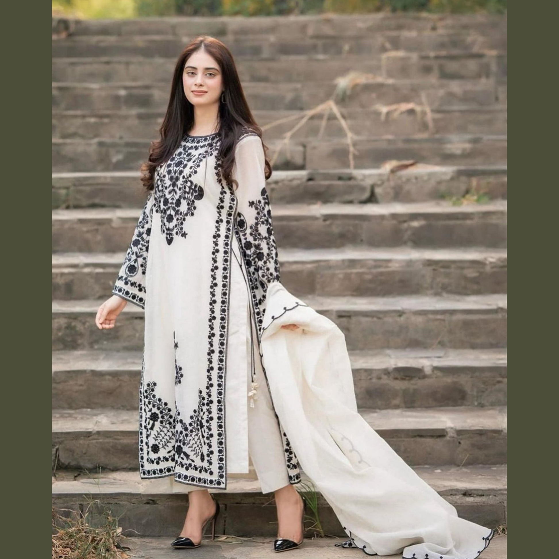 3 PCS JASMIN EMBROIDY STITCH SUIT