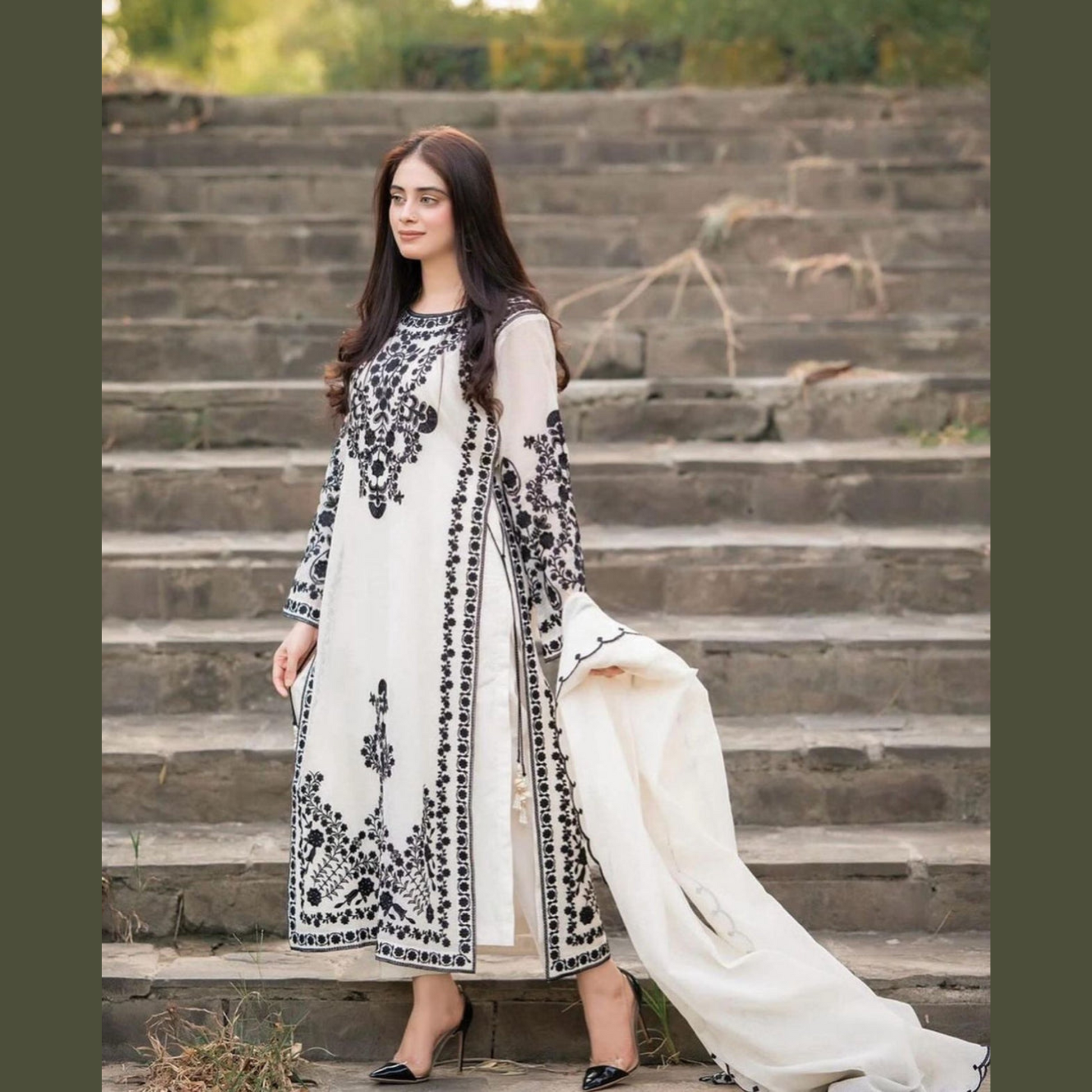 3 PCS JASMIN EMBROIDY STITCH SUIT