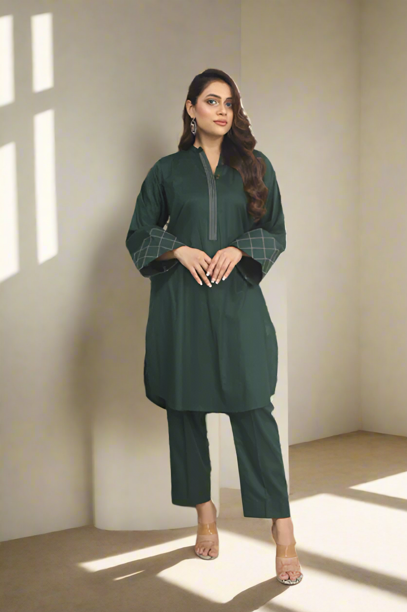 2PCS MONGIA EMBROIDED FABRIC LAWN SUIT